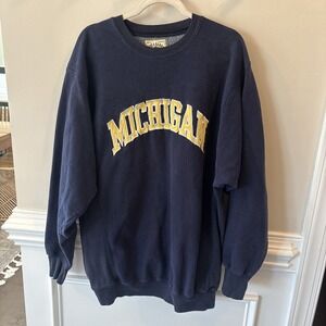 Michigan Wolverines Steve & Barry's Navy Embroidered Sweatshirt Men Large